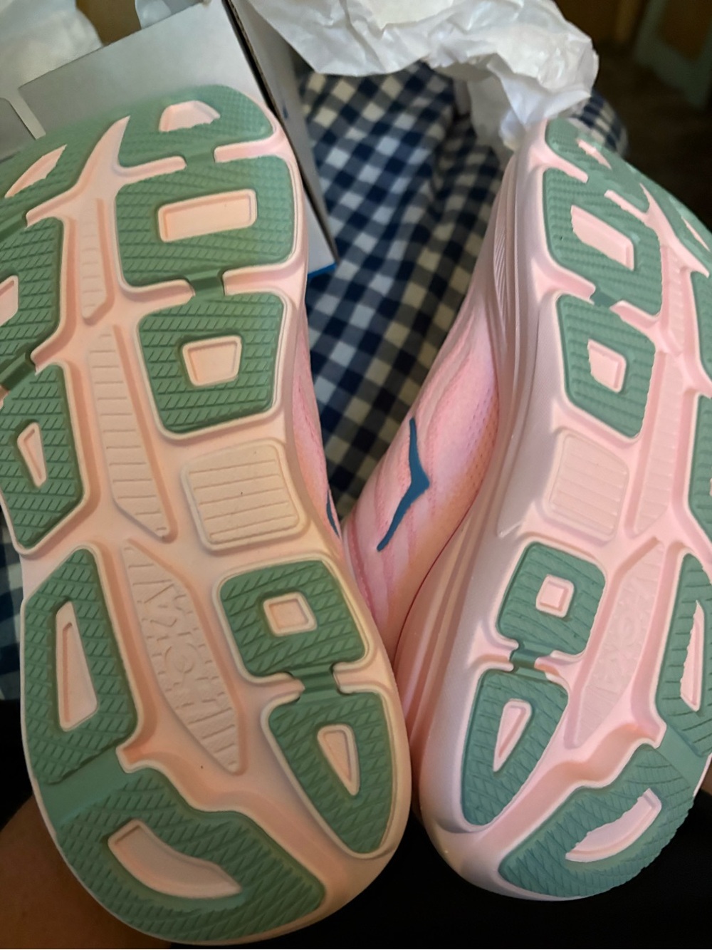 Hoka Women's Bondi 9 Rose teal and petal Athletic Running Shoes with Teal Logo - Picture 4 of 6
